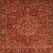 Round Machine Washable Persian Orange Traditional Area Rugs, wshtr1013org