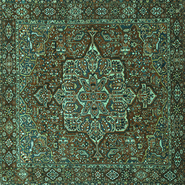 Square Persian Turquoise Traditional Rug, tr1013turq