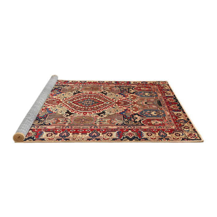 Sideview of Machine Washable Traditional Saffron Red Rug, wshtr1014