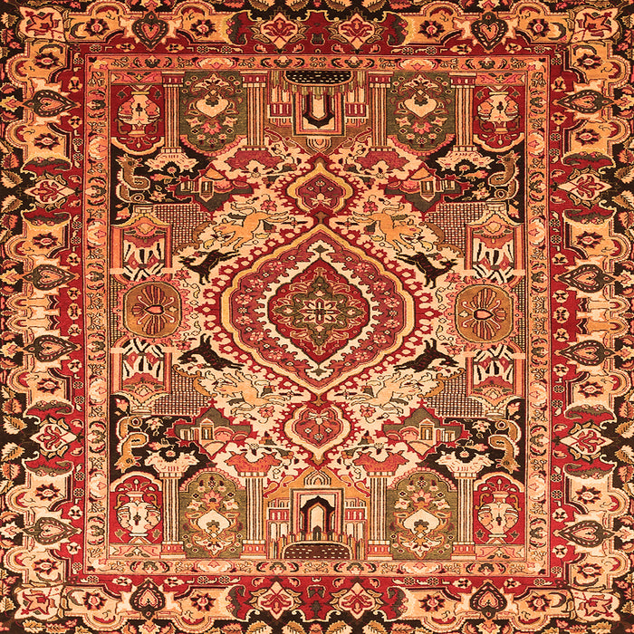 Round Machine Washable Persian Orange Traditional Area Rugs, wshtr1014org