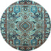 Round Persian Light Blue Traditional Rug, tr1014lblu