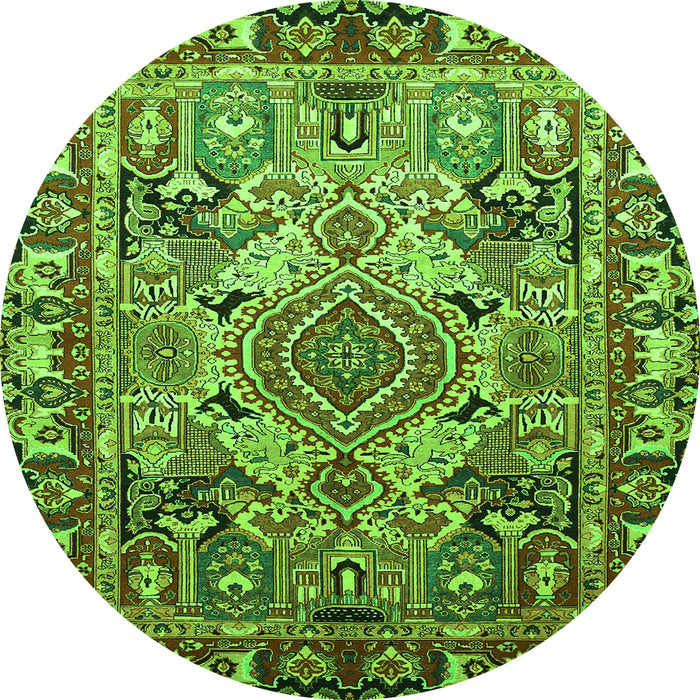 Square Persian Green Traditional Rug, tr1014grn