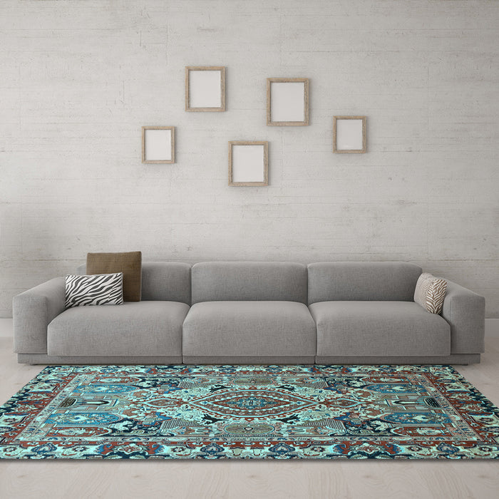 Machine Washable Persian Light Blue Traditional Rug in a Living Room, wshtr1014lblu