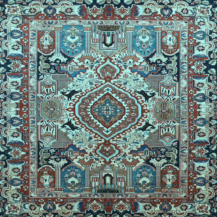Square Machine Washable Persian Light Blue Traditional Rug, wshtr1014lblu
