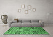 Machine Washable Persian Emerald Green Traditional Area Rugs in a Living Room,, wshtr1014emgrn