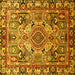 Square Machine Washable Persian Yellow Traditional Rug, wshtr1014yw