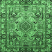 Square Machine Washable Persian Emerald Green Traditional Area Rugs, wshtr1014emgrn