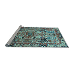 Sideview of Machine Washable Persian Light Blue Traditional Rug, wshtr1014lblu