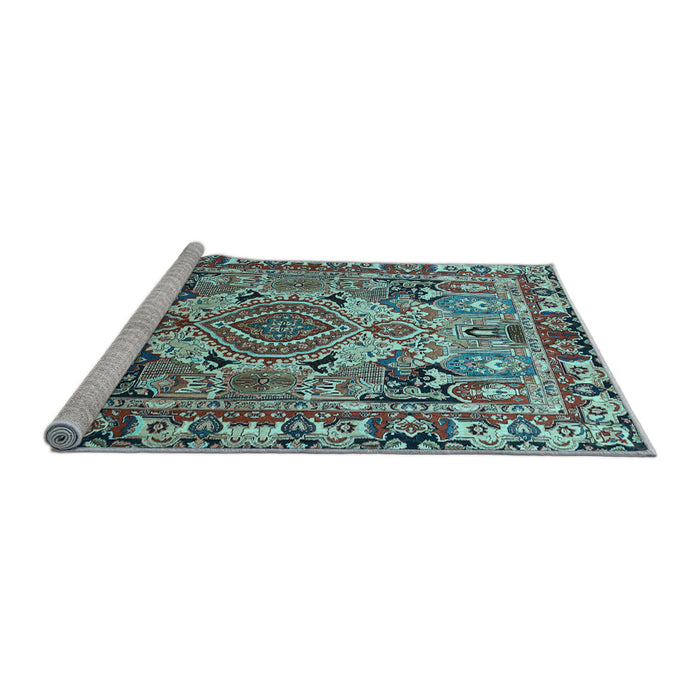 Sideview of Machine Washable Persian Light Blue Traditional Rug, wshtr1014lblu
