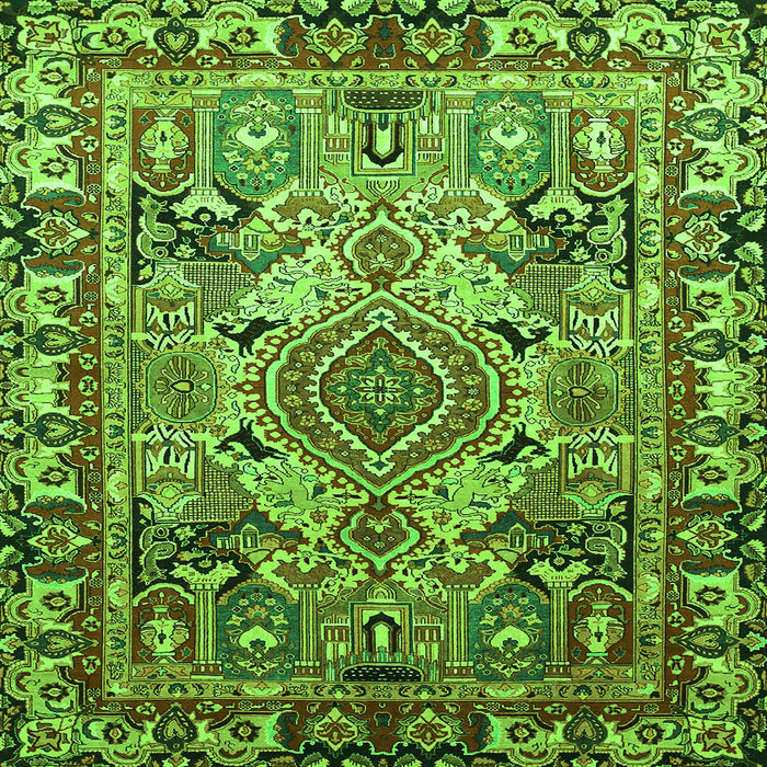 Round Machine Washable Persian Green Traditional Area Rugs, wshtr1014grn