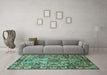 Machine Washable Persian Turquoise Traditional Area Rugs in a Living Room,, wshtr1014turq