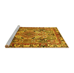 Sideview of Machine Washable Persian Yellow Traditional Rug, wshtr1014yw