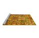 Sideview of Machine Washable Persian Yellow Traditional Rug, wshtr1014yw