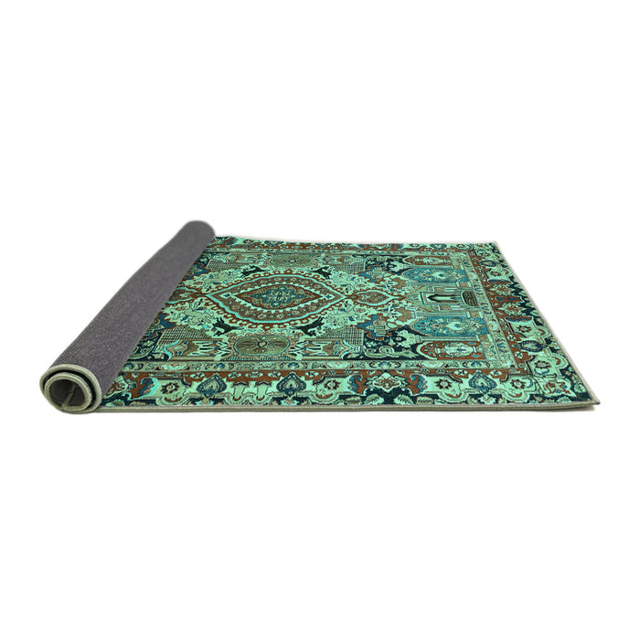 Sideview of Persian Turquoise Traditional Rug, tr1014turq