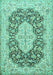 Medallion Turquoise Traditional Rug, tr1015turq