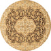 Round Machine Washable Medallion Brown Traditional Rug, wshtr1015brn