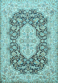 Medallion Light Blue Traditional Rug, tr1015lblu