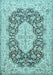 Medallion Light Blue Traditional Rug, tr1015lblu