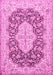 Machine Washable Medallion Pink Traditional Rug, wshtr1015pnk