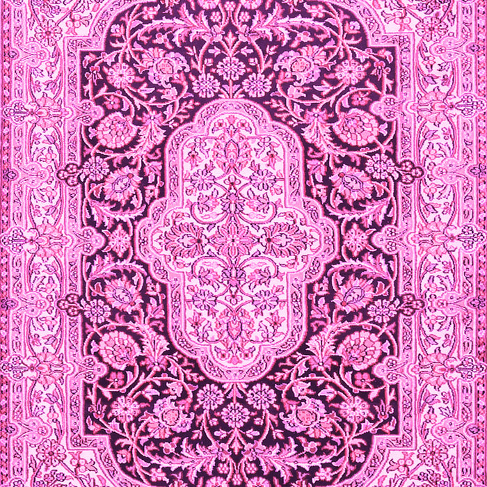 Machine Washable Medallion Pink Traditional Rug, wshtr1015pnk