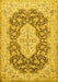 Machine Washable Medallion Yellow Traditional Rug, wshtr1015yw