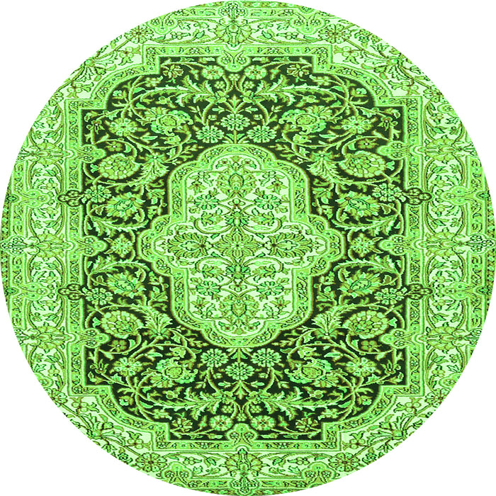 Machine Washable Medallion Green Traditional Area Rugs, wshtr1015grn