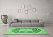 Machine Washable Medallion Emerald Green Traditional Area Rugs in a Living Room,, wshtr1015emgrn