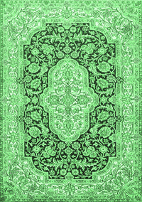 Medallion Emerald Green Traditional Rug, tr1015emgrn