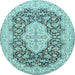 Round Medallion Light Blue Traditional Rug, tr1015lblu