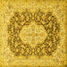 Square Medallion Yellow Traditional Rug, tr1015yw