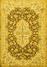 Medallion Yellow Traditional Rug, tr1015yw