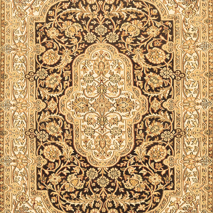 Machine Washable Medallion Brown Traditional Rug, wshtr1015brn