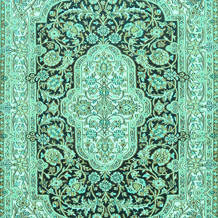 Machine Washable Medallion Turquoise Traditional Area Rugs, wshtr1015turq