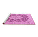 Sideview of Machine Washable Medallion Pink Traditional Rug, wshtr1015pnk