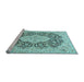 Sideview of Machine Washable Medallion Light Blue Traditional Rug, wshtr1015lblu