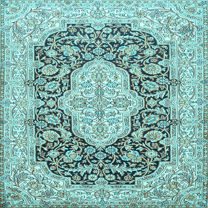 Square Medallion Light Blue Traditional Rug, tr1015lblu