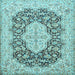 Square Medallion Light Blue Traditional Rug, tr1015lblu