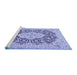 Sideview of Machine Washable Medallion Blue Traditional Rug, wshtr1015blu