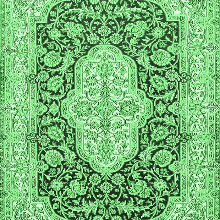 Machine Washable Medallion Emerald Green Traditional Area Rugs, wshtr1015emgrn
