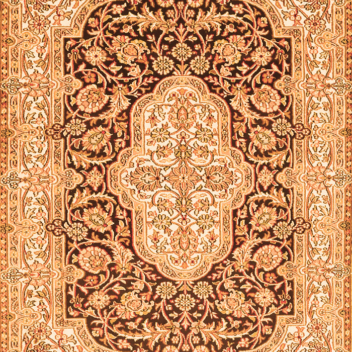 Serging Thickness of Machine Washable Medallion Orange Traditional Area Rugs, wshtr1015org