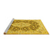 Sideview of Machine Washable Medallion Yellow Traditional Rug, wshtr1015yw