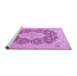 Sideview of Machine Washable Medallion Purple Traditional Area Rugs, wshtr1015pur