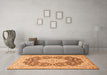 Machine Washable Medallion Orange Traditional Area Rugs in a Living Room, wshtr1015org