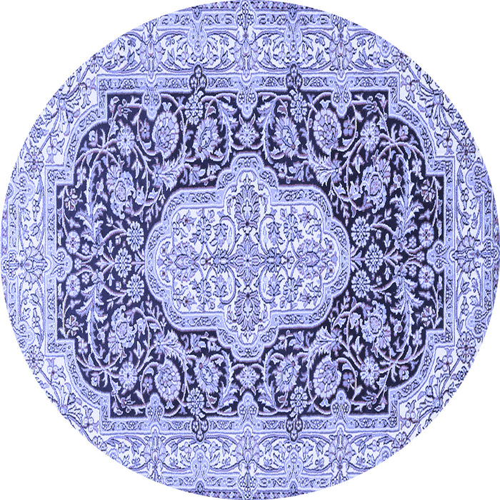 Round Medallion Blue Traditional Rug, tr1015blu