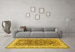 Machine Washable Persian Yellow Traditional Rug in a Living Room, wshtr1016yw