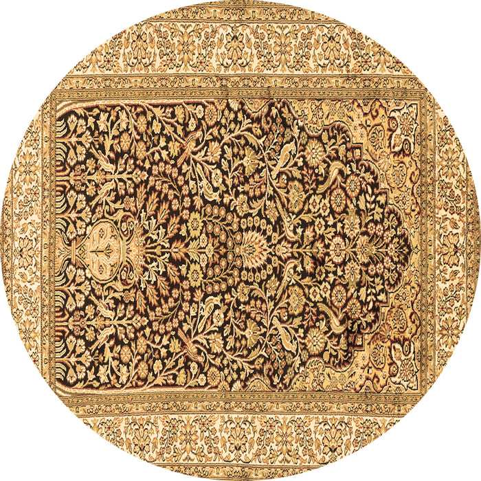Round Persian Brown Traditional Rug, tr1016brn