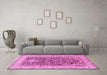 Machine Washable Persian Pink Traditional Rug in a Living Room, wshtr1016pnk