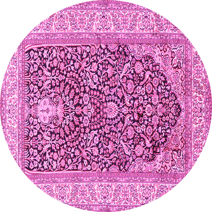 Round Persian Pink Traditional Rug, tr1016pnk
