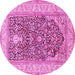 Round Persian Pink Traditional Rug, tr1016pnk