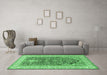 Machine Washable Persian Emerald Green Traditional Area Rugs in a Living Room,, wshtr1016emgrn